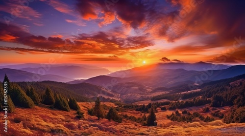 sunset in the mountains, sunrise landscape
