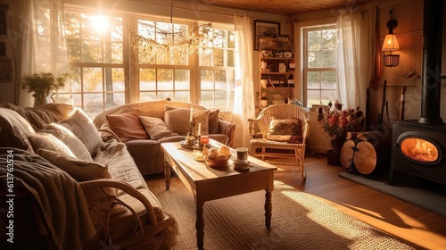 Earthy Elegance: A Cozy Rural Living Room Embracing Rustic Charm 3. Generative AI
