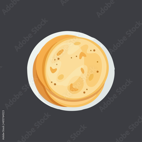 Pancakes on plate. Top view. Vector illustration