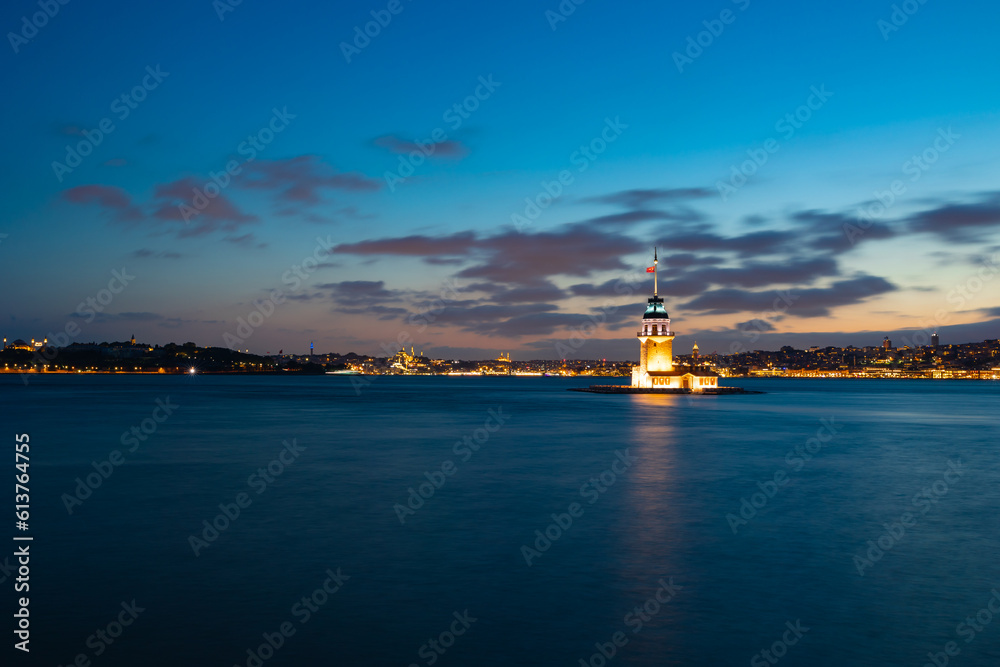 Kiz Kulesi aka Maiden's Tower and cityscape of Istanbul