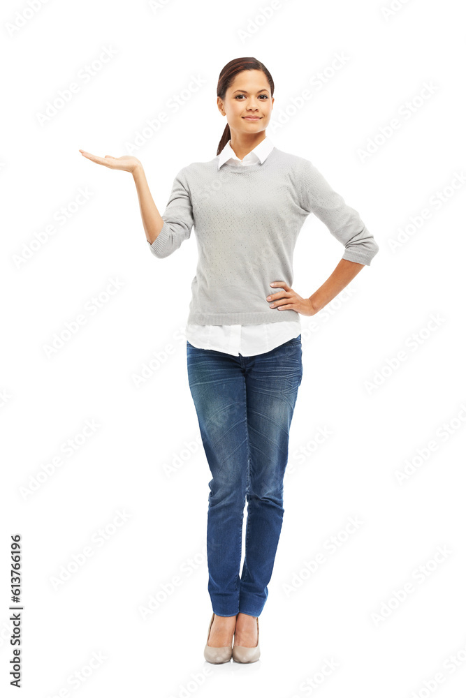 Fashion portrait, palm and woman with offer isolated on transparent png background show, decision or presentation. Confident person or model with hand, sign and giving or choice and announcement Fashion portrait, palm and woman with offer isolated on transparent png background show, decision or presentation. Confident person or model with hand, sign and giving or choice and announcement