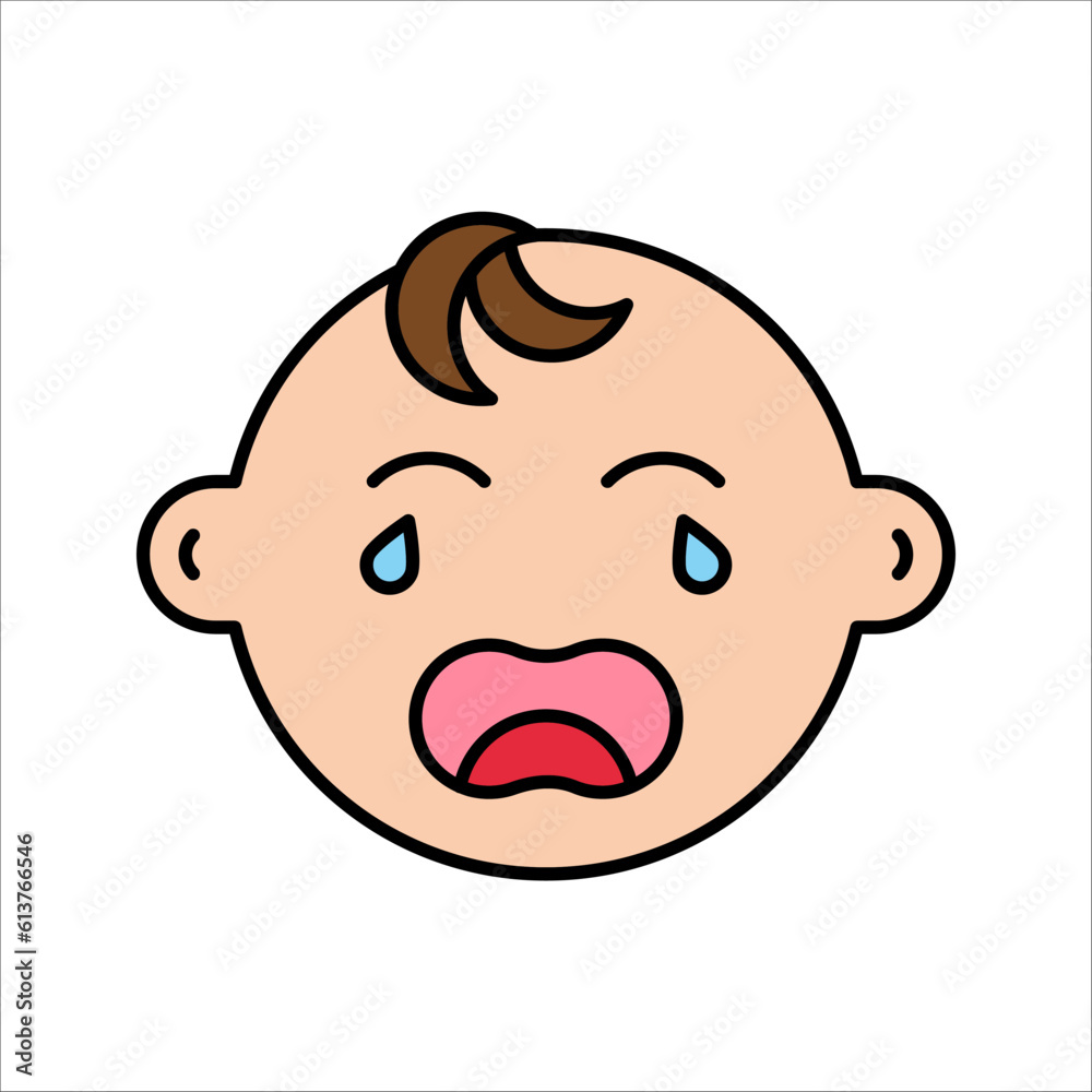 crying baby icon vector illustration on white background. Linear style sign for mobile concept and web design. crying baby icon vector illustration on white background. Linear style sign for mobile concept and web design.