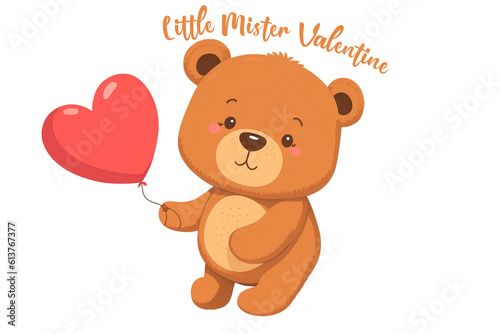 Bear Little Mister Valentine Clipart Created with Generative AI Tools © va0z