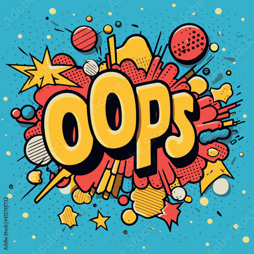  Cloud With Oops Pop Art Message. Vector illustration
