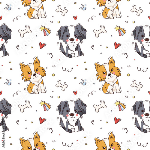 cute cartoon dogs seamless pattern