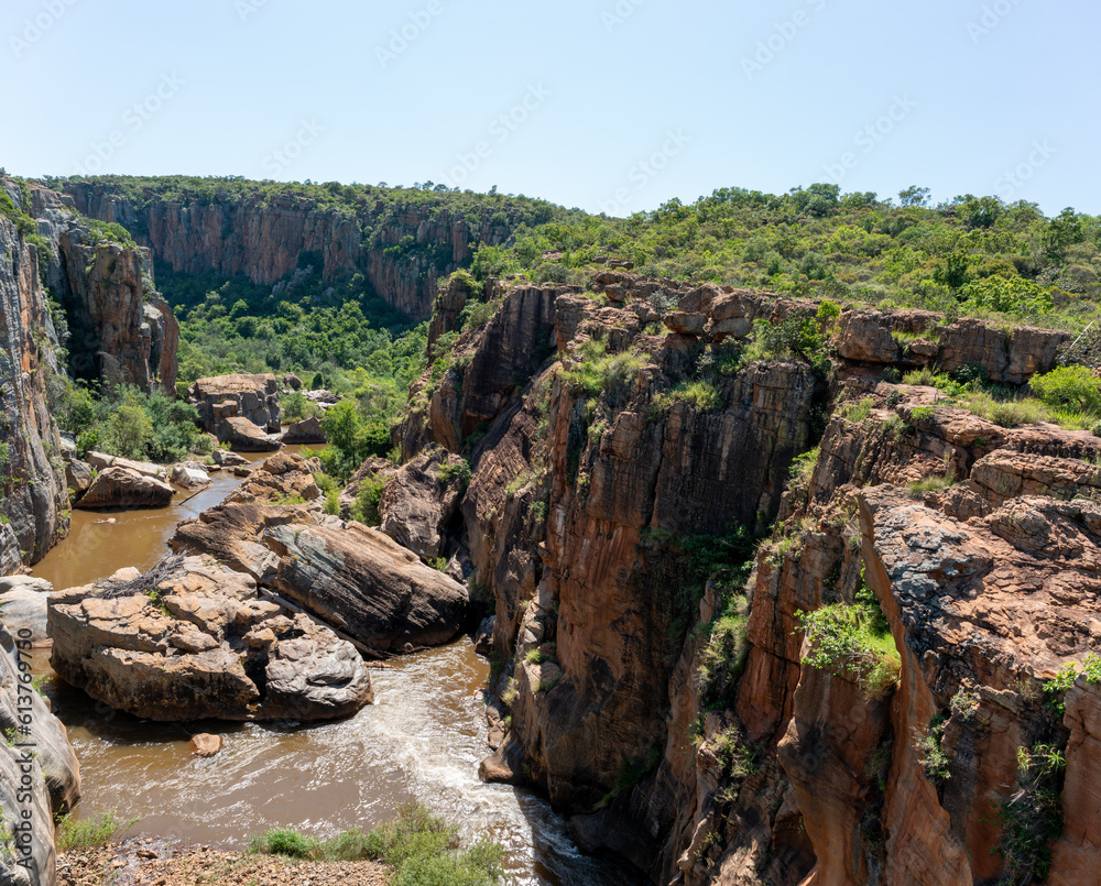 View over Bourke's Luck Potholes, a canyon area on Treur and Blyde River in South Africa