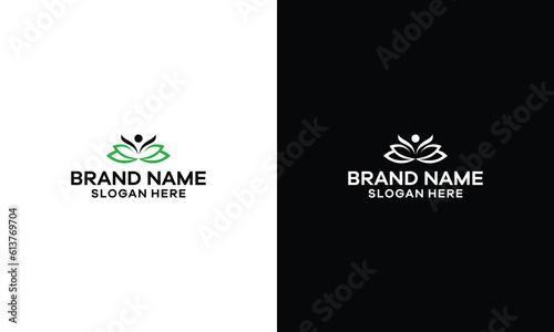 Lotus Flower Logo abstract Beauty Spa salon Cosmetics brand Linear style. Looped Leaves Logotype design vector Luxury Fashion template.