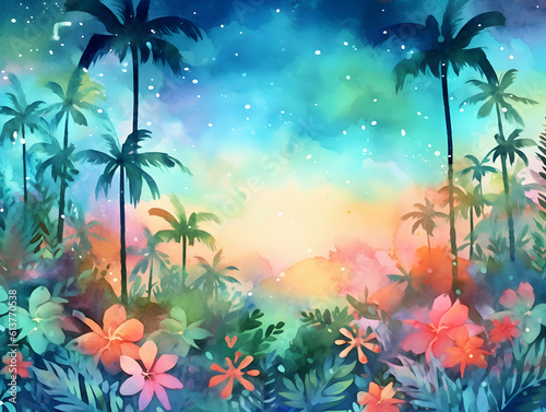 Tropical Paradise Background Illustration