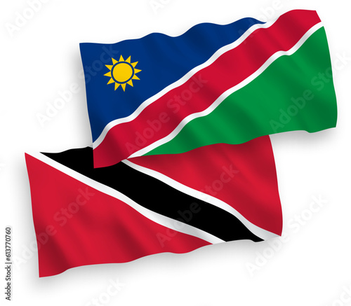 Flags of Republic of Trinidad and Tobago and Republic of Namibia on a white background