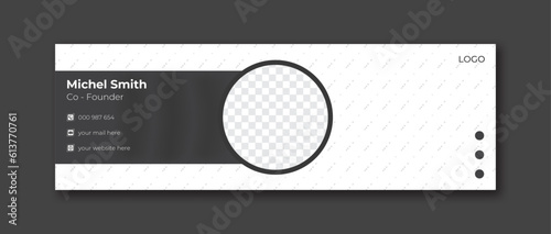 Black color e-mail signature design vector template.