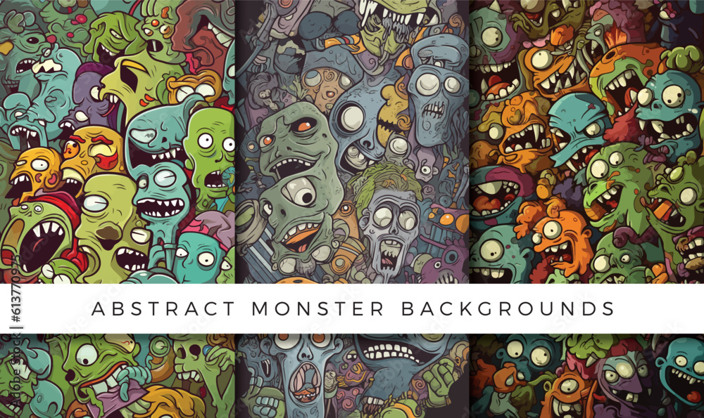 Illustrations of abstract monster background patterns
