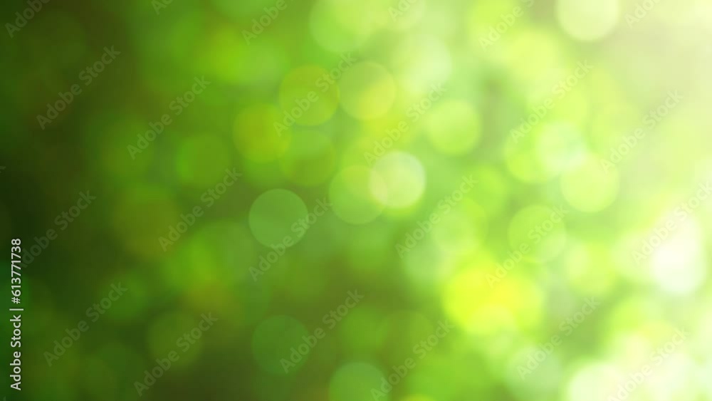 Loopable abstract background of a green natural bokeh