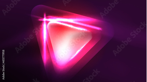 Techno neon triangles with light effects in the dark