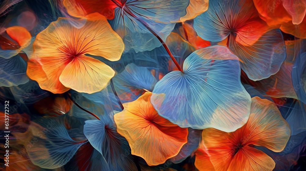 Generative AI, Unveiling the Intricate Patterns and Textures Beneath Nature's Leaves Generative AI, Unveiling the Intricate Patterns and Textures Beneath Nature's Leaves