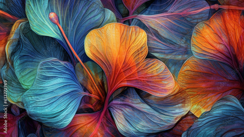 Generative AI, Unveiling the Intricate Patterns and Textures Beneath Nature's Leaves Generative AI, Unveiling the Intricate Patterns and Textures Beneath Nature's Leaves