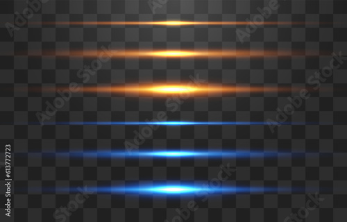 Abstract lights lines on png. Vector laser beams. Glowing streaks on dark background. Luminous neon lines isolated on trasparent backgound.