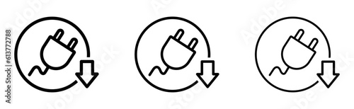  Energy reduction vector icons.  Energy reduction line vector signs