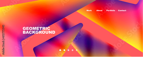 Bright colorful triangular shapes abstract background with fluid color effect. Glass, light and shadow effects. Illustration For Wallpaper, Banner, Background, Card, Book Illustration, landing page