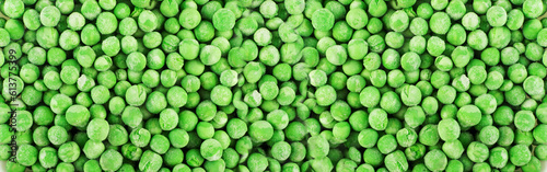Frozen Green Peas Texture Background, Iced Vegetables Pattern, Frozen Beans Mockup with Copy Space