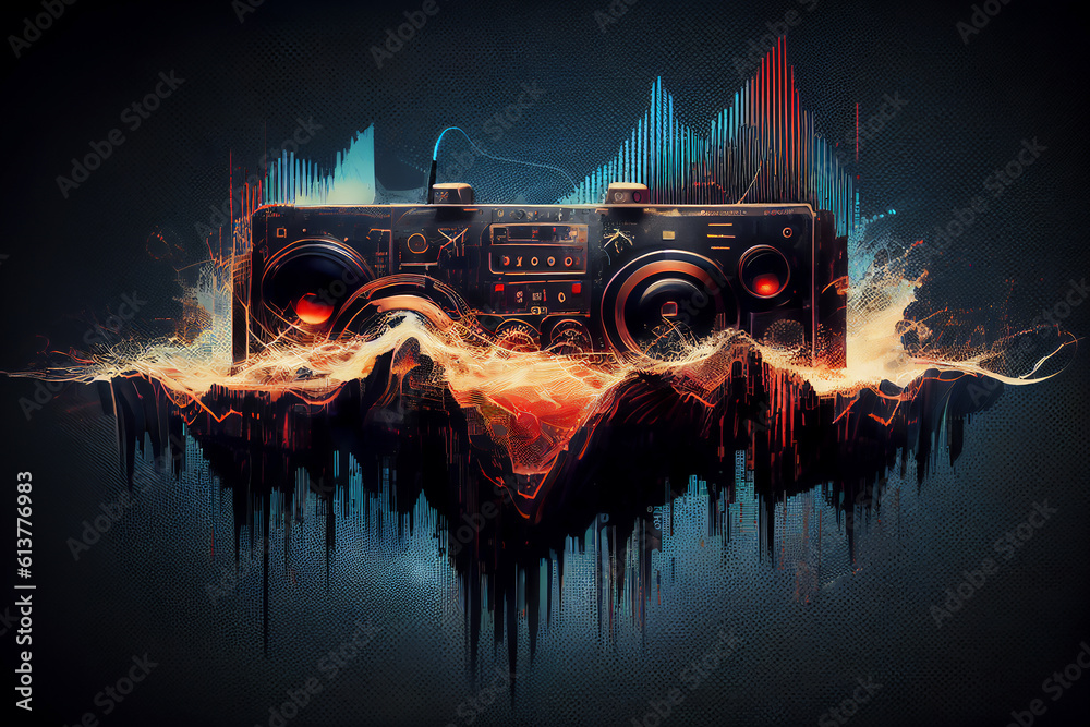 Audio soundwave scope signal as an abstract background depicting a ...