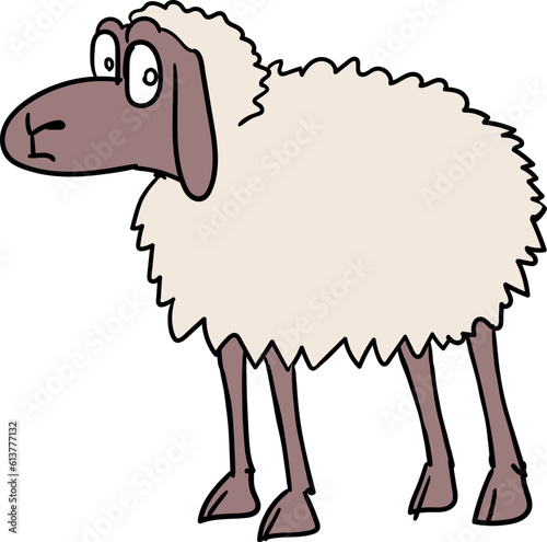 The sheep is afraid, cartoon sketch