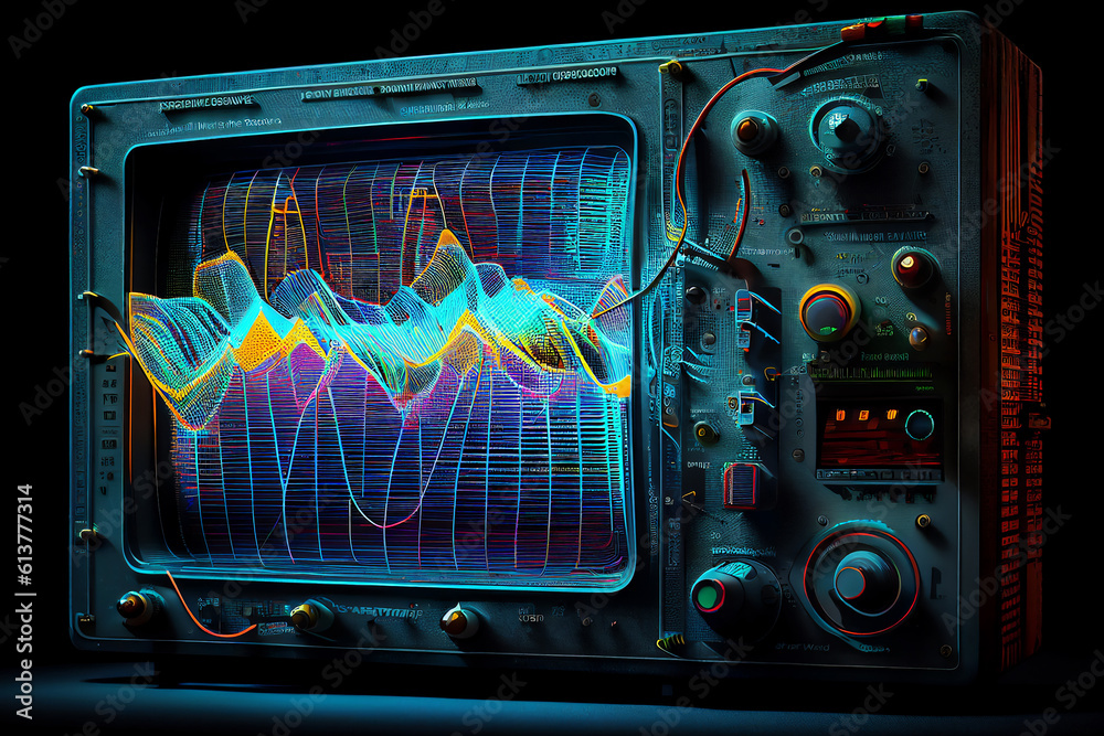 Audio soundwave scope signal as an abstract background depicting a ...