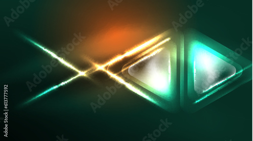 Wallpaper Mural Digital Neon Abstract Background, Triangles And Lights Geometric Design Template Torontodigital.ca