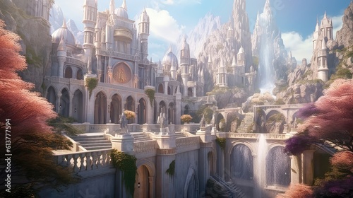 Mist-Clad Splendor: An Exquisite Fantasy Castle in Pastel Shades 2. Generative AI