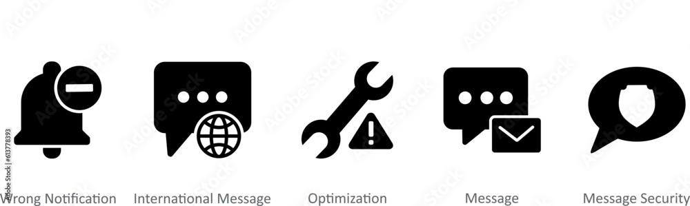 A set of 5 Contact icons as wrong notification, international message, optimization A set of 5 Contact icons as wrong notification, international message, optimization