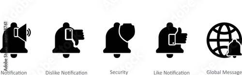 A set of 5 Contact icons as notification, dislike notification, security
