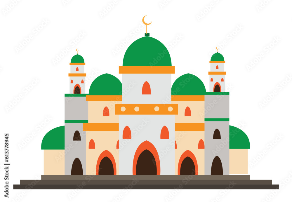 Mosque drawing. Editable Clip Art.