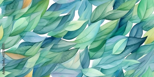 Blue and Green Feathers, Seamless Background