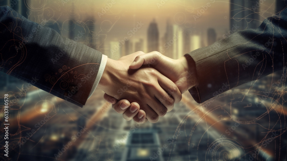 Business handshake. Created with generative Ai technology. Business handshake. Created with generative Ai technology.