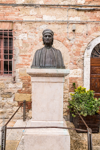 Colle di Val d'Elsa, Italy. Bust of the architect Arnolfo di Cambio (Arnolfo di Lapo) photo