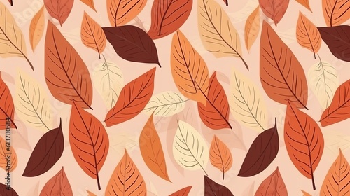 Vector leaves seamless pattern  hand drawn autumn background Generative AI