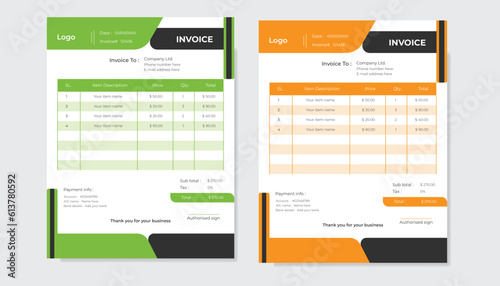 Simple corporate business invoice design template .