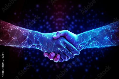 Business handshake. Created with generative Ai technology.