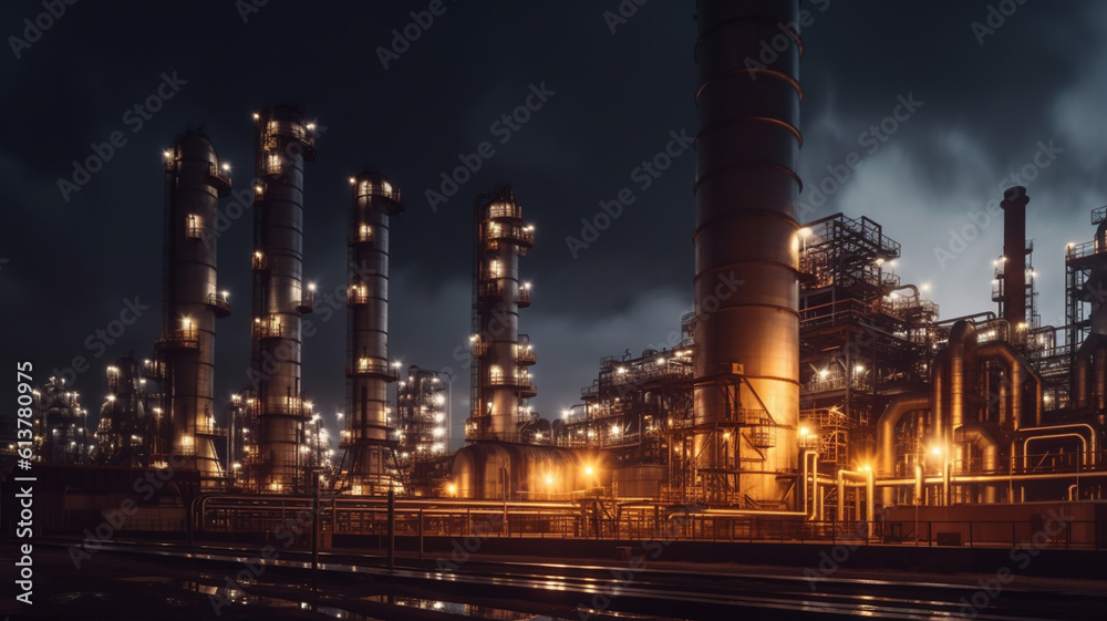 Fototapeta premium Oil gas factory. Created with generative Ai technology.