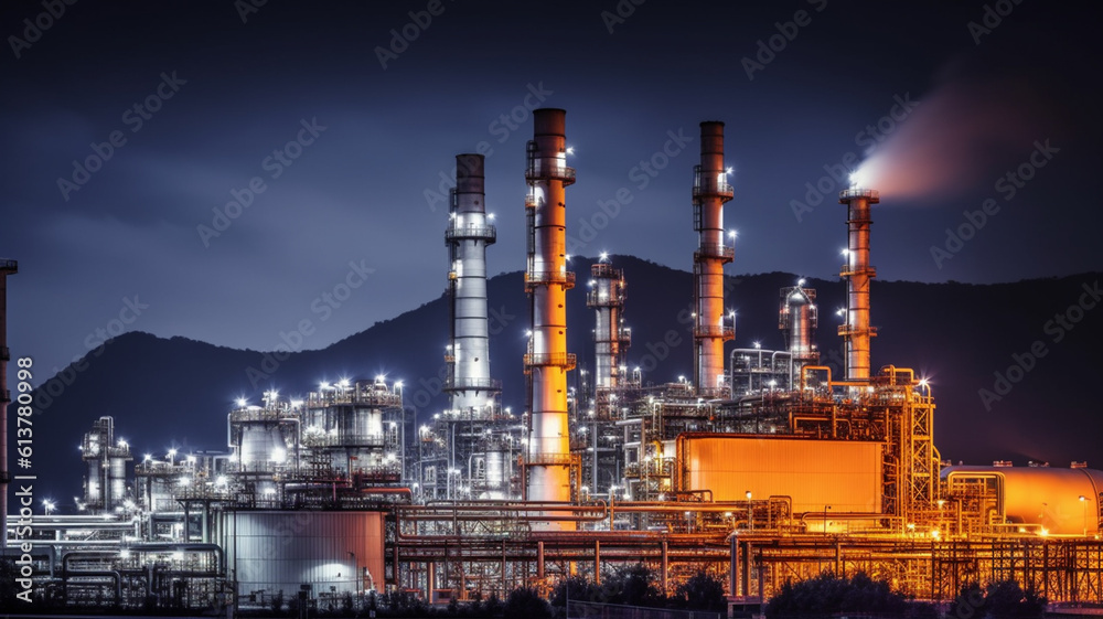 Fototapeta premium Oil gas factory. Created with generative Ai technology.