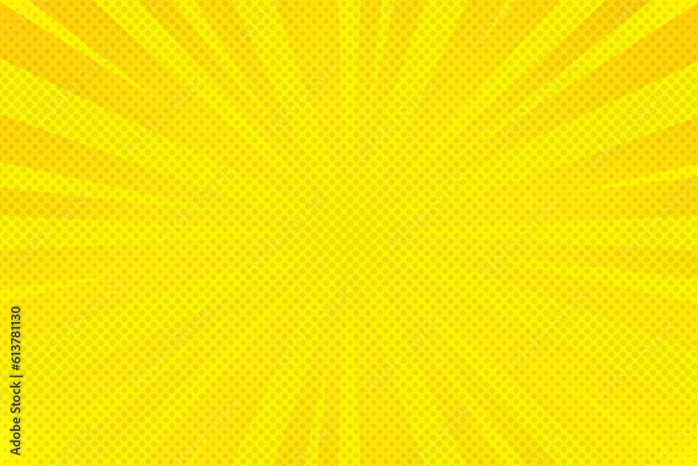 Fototapeta premium Yellow comic background with sun burst