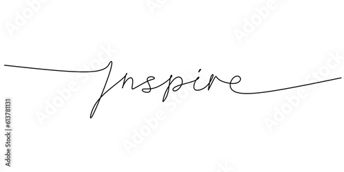 One continuous line drawing typography line art of inspire word writing isolated on white background.
