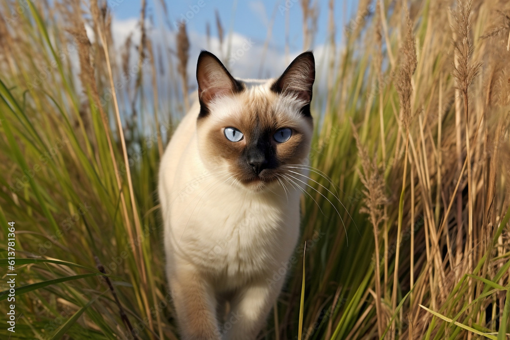 cute cat playing in the grass