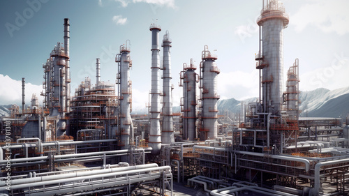 Oil gas factory. Created with generative Ai technology.