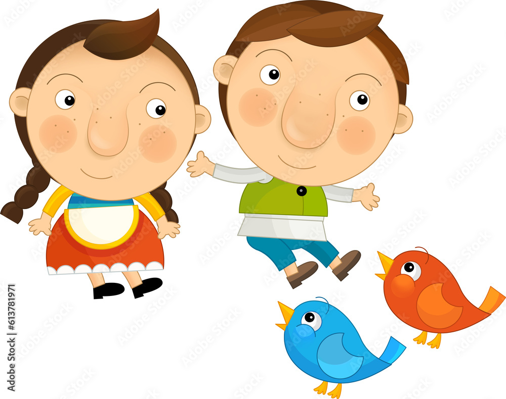 Cartoon farm character farmer girl and boy brother and sister family isolated illustration for children Cartoon farm character farmer girl and boy brother and sister family isolated illustration for children