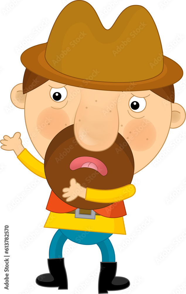 Cartoon farm character farmer boy man child isolated illustration for children