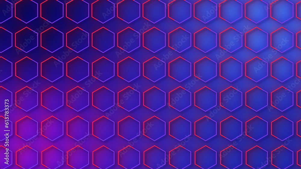 luxury abstract geometric futuristic hexagon background loop. Trendy sci-fi neon-colored bg for cyberspace, films, screensaver, wallpaper. Seamless clean and glossy technology bg.