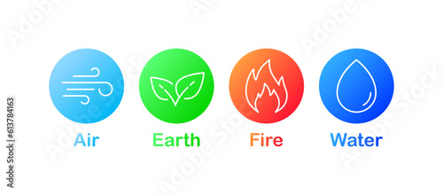Energy sources. Flat, color, natural energy sources, self-healing energy sources. Vector icons.