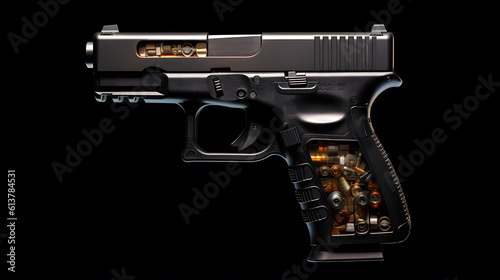 Pistol on black background