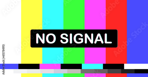 No signal. Flat, color, splash screen No signal, connection status No signal. Vector illustration.