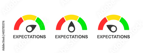 Expectations. Flat, color, Expectations icon, Expectations scale. Vector icons.